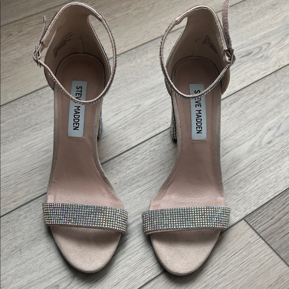 Steve Madden Nude Rhinestone Block Heels - Picture 4 of 4